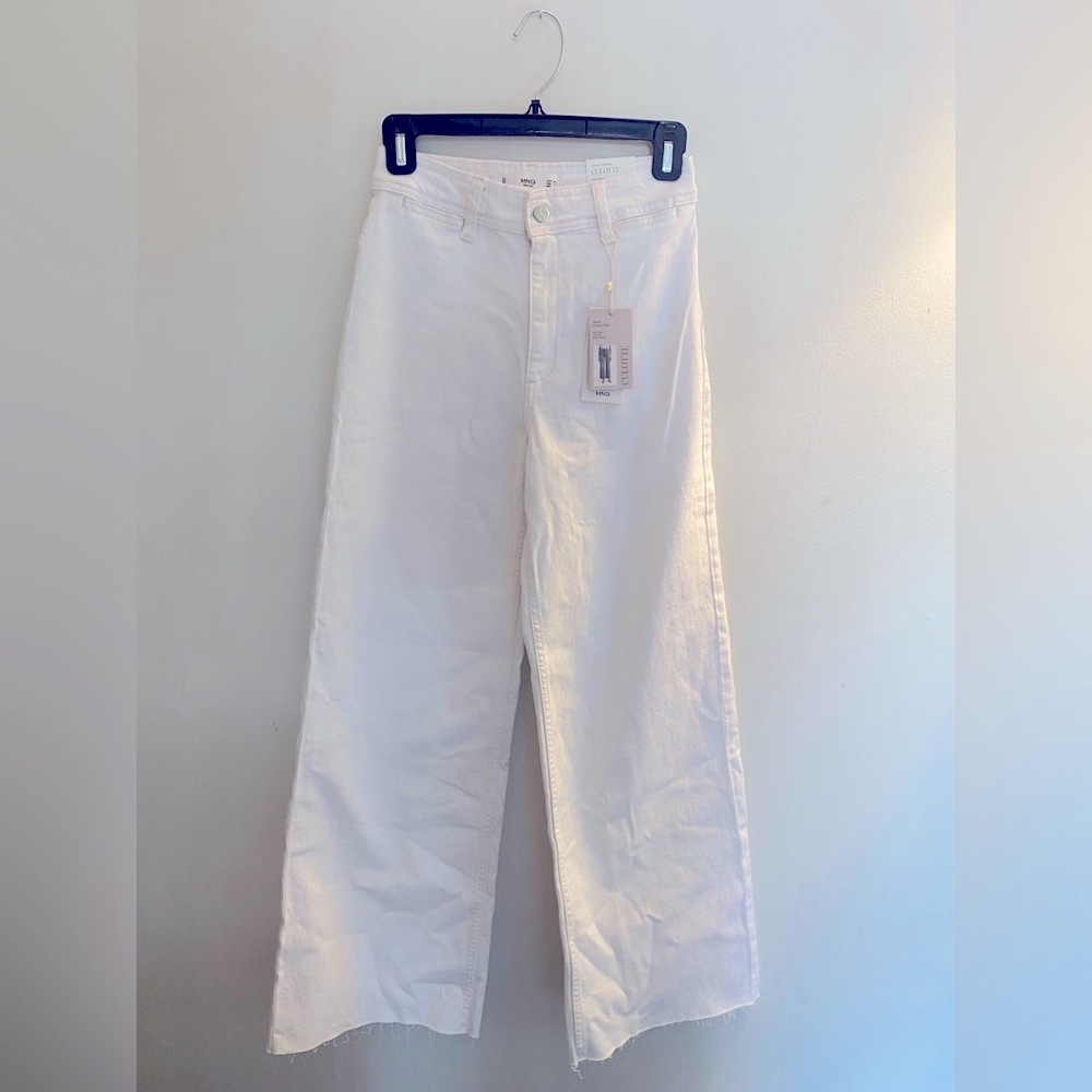 Mango Wide Leg, High Waisted, White denim jeans